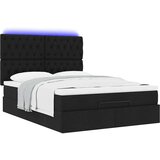 vidaXL Otomanski posteljni okvir z vzmetnico črn 140x190 cm blago | Shoptok.si