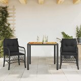  3-dijelni bistro set s jastucima crni od poliratana | shoptok.hr