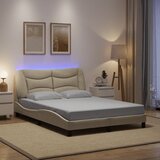 Maison Chic Posteljni okvir - Dvoposteljna postelja - Zakonska postelja z LED brez vzmetnice krem 140x200 cm tkanina, (21696819) | Shoptok.si