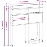  Vzglavje z LED lučmi s polico Rjavi hrast 75 cm Konstruiran les | Shoptok.si