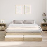 vidaXL Postelja z dodatnim prostorom za shranjevanje iz sonomskega hrasta 200x200 cm | Shoptok.si