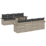  9-delni vrtni sedežni set s blazinami svetlo sivi poli ratan | Shoptok.si
