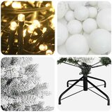  Umjetno božićno drvce s kuglicama 150 cm 150 LED lampica - Zelena i bijela 150 cm s LED žaruljama i bijelim kuglicama | shoptok.hr