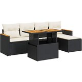  6-dijelni set vrtnih sofa s jastucima crni od poliratana bagrem | shoptok.hr