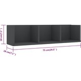  Zidna polica za CD-ove siva 75 x 18 x 18 cm konstruirano drvo | shoptok.hr