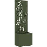 vidaXL Vrtno korito z dekorativno ploščo Olivno zelena 50 x 140 cm | Shoptok.si