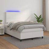 The Living Store Box spring postelja z vzmetnico LED bela 120x200cm umetno usnje - Box Spring Postelja, (21516966) Cene