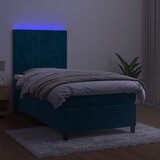 Krevet box spring s madracem LED tamnoplavi 100x200 cm baršun | Eponuda.com