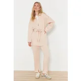 Trendyol Stone Diver/Scuba Tie Detailed Knitted Top and Bottom Set