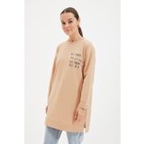 Trendyol Beige Printed Knitted Sweatshirt | Shoptok.si