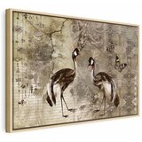  Slika - Retro Cranes (1 Part) Wide 90x60 U prirodnom drvenom okviru | shoptok.hr