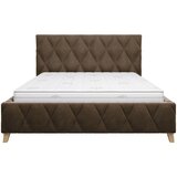 MID.YOU OBLAZINJENA POSTELJA 180 cm x 200 cm , les, kovina, tekstil, leseni material umazano rjava | Shoptok.si