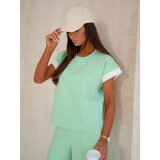 Resti Women's Ariadne Mint Set made of elastic cotton - mint, short sleeves, long trousers | Shoptok.si