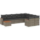  10-dijelni set vrtnih sofa od poliratana s jastucima sivi | shoptok.hr