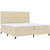  Krevet s opruga kutije s uzglavljem Krema 200 x 200 cm tkanina | shoptok.hr