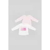 Zippy Majica z dolgimi rokavi za dojenčka 2-pack roza barva