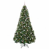  Umjetno božićno drvce zeleno s kuglicama 240 cm 300 LED lampica - Zelena sa zaleđenim vrhovima Ø 120 x 240 cm s 300 LED žarulja | shoptok.hr