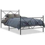vidaXL Kovinski posteljni okvir z vzglavjem in vznožjem črn 100x190 cm | Shoptok.si