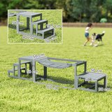  Set za agility za pse 3-dijelni set opreme za agility s mostom stepenicama platformom jelovim drvom 117 x 50 x 56 cm siva | shoptok.hr