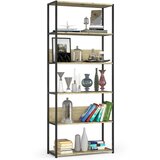 AKORD Metalna loft polica 80 cm - črna-umetniški hrast - 6 polic, (21714255) Cene