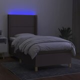  box spring s madracem LED smeđesivi 90x190 cm tkanina | shoptok.hr