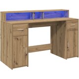  Radni stol s LED svjetlima boja hrasta 140x55x91 cm drveni | Shoptok.si