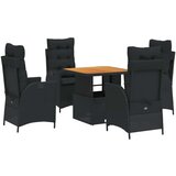  5-dijelni vrtni blagovaonski set s jastucima od poliratana crni | shoptok.hr