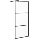 vidaXL Pregrada za tuš 90 x 195 cm s mutnim staklom ESG crna | shoptok.hr