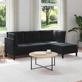  Set namještaja za dnevni boravak s jastukom 4 pcs Crna Baršun - Crna 2x kutna + 1x srednja + 1x stolić | shoptok.hr