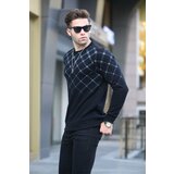 Madmext Black Patterned Crewneck Knitwear Sweater 6019 cene