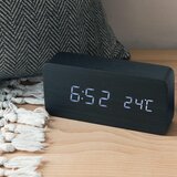 Venisymlis Lesena Led Budilka - Digitalna Ura Z Lesenim Videzom - Taktilna Jutranja Budilka S Funkcijo Datuma In Temperature - Črna Pravokotna In Bela Led, (22060504) | Shoptok.si