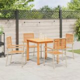 vidaXL 5-delni vrtni jedilni set bež poly ratan akacija, zložljivi vrtni stoli s blazinami - set 2 v bež poly ratan | Shoptok.si
