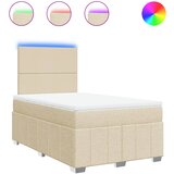 vidaXL Box spring postelja z vzmetnico krem 120x200 cm blago, (21306985) | Shoptok.si