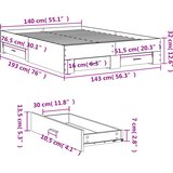  Okvir kreveta s ladicama siva boja betona 140x190 cm drveni | shoptok.hr