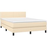  Krevet s oprugama i madracem krem 140x200 cm od tkanine | shoptok.hr