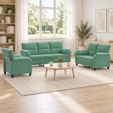  Set sofe 3 pcs Morska zelena Baršun - zelena boja mora 1-sjedalo + 2-sjedalo (120 cm) + 3-sjedalo | shoptok.hr