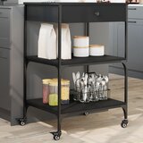  Kuhinjska kolica crna 60 x 48 x 89,5 cm od konstruiranog drva | shoptok.hr