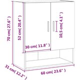 vidaXL Stenska omarica bela 60x31x70 cm inženirski les | Shoptok.si