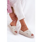 VINCEZA Women's Leather Wedge Sandals Beige 41477 | Shoptok.si