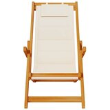  zložljiv stol za na plažo, trden akacijev les, kremna | Shoptok.si