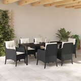 vidaXL 7-dijelni set za objedovanje u vrtu s jastučićima crnog poli ratana | shoptok.hr