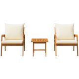  3-dijelni Bistro Set s Jastucima od Masivnog Drva Akacije | shoptok.hr
