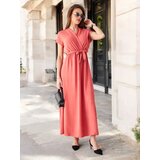 Resti Women's midi dress with a wrap neckline, short sleeves, and a belt | shoptok.hr