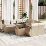 Maison Chic Seti vrtnega pohištva - Vrtna garnitura 9-delna z blazinami bež poli ratan, (21796069) | Shoptok.si