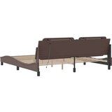  Okvir kreveta s LED svjetlima smeđi 200 x 200 cm umjetna koža | shoptok.hr