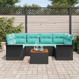  Vrtna sedežna garnitura z blazino 7 pcs Črna poli ratan, (5000144525) | Shoptok.si