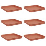 vidaXL Kvadratna posuda za cvijeće 6 pcs Crvena cigla Plastika - Crvena cigla 25.5 x 25.5 x 2.5 cm 6 Cijene