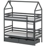 Molarem Home Drveni dječji krevet na kat Alex s ladicom - grafit - 160x80 cm - Madrac PE pjena 8 cm-spužvasti madrac | shoptok.hr