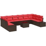 vidaXL Vrtna sedežna garnitura 11 pcs Rjava in rdeča 344 x 209 x 85 cm, (5000020289) | Shoptok.si