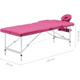  Sklopivi stol za masažu s 3 zone aluminijski ružičasti | shoptok.hr